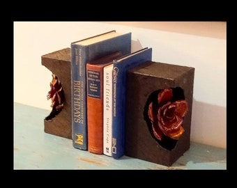 Vintage Industrial Metal Bookends ~ Artist welded ~ OOAK ~ Heavy Large