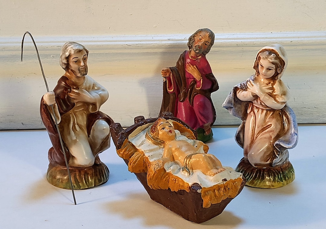 Vintage Italy Nativity Figurines Baby Jesus Mary Joseph Etsy