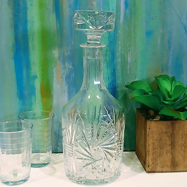 Vintage Barware Crystal Liquor Decanter ~ 1960's