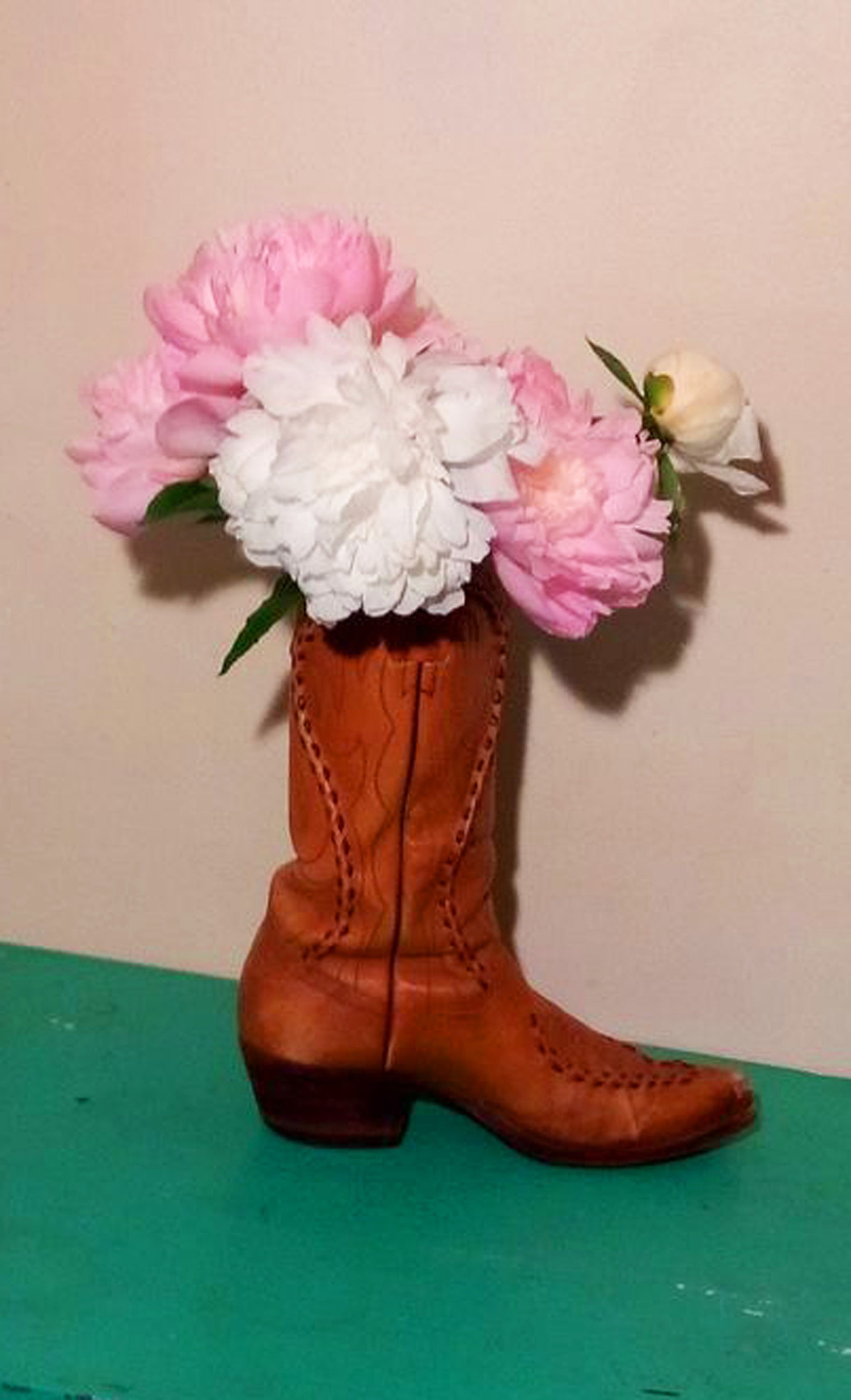 Real Leather Cowboy Boot Flower Vase Cowgirl Farmhouse / Etsy