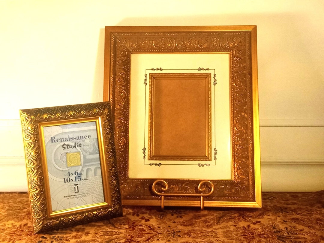 Two Picture Frames 4x6 Photo Size Chunky Ornate Carved Wood Etsy