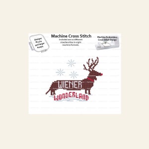Dachshund, Reindeer, Christmas, Wiener Dog, Ornament, MACHINE Embroidery, Machine Cross Stitch, Cross Stitch, Digital Download, 4x4 hoop