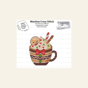 A Year Of Mugs December Christmas Holiday Cute Coffee Tea Series 10 Size Densities MACHINE Embroidery Cross Stitch Digital Download 4x4 hoop