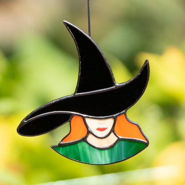 Halloween Stained Glass Window Hangings Halloween decor Wizard Hat  Stained Glass Suncatcher Witch Hat Lightcatcher Halloween Gift