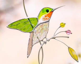 Hummingbird Wall Art Custom Stained Glass Window Hangings Mother in law gifts Hummingbird Stained Glass Suncatcher Birthday Gift