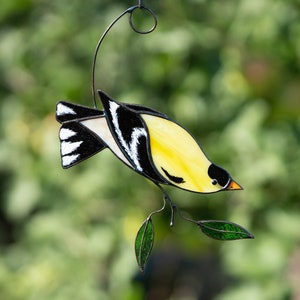 Goldfinch Stained Glass Window Hangings Gifts for Him Christmas Custom Stained Glass Bird Suncatcher Sympathy Gift Stained Glass Decor