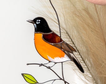 Vidrieras de pájaros Suncatcher Regalos del Día de las Madres American Robin Colgantes de vidrieras personalizadas