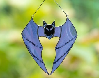 Bat Stained Glass Window Hangings  Halloween Decor Bat House Creepy Decor Halloween Stained Glass Suncatcher Goth Home Decor