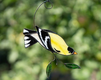 Putter gebrandschilderd glas raam ophangingen Moederdag geschenken aangepaste gebrandschilderd glas vogel Suncatcher Amerikaanse vogel gebrandschilderd glas decor