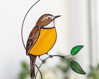 Carolina Wren Buntglas Fensterbehang Muttertagsgeschenk Buntglasvögel Suncatcher Vogelliebhaber Geschenk