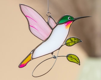 Hummingbird Stained Glass Window Hangings Mothers Day Gifts Stained Glass Birds Suncatcher Custom Stained Glass Art Hummingbird Gift