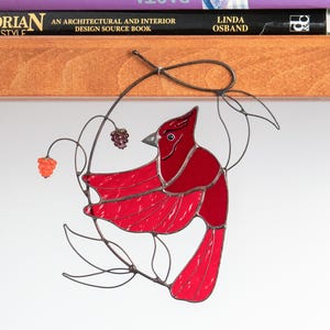 Kardinal Buntglas Vögel Suncatcher Natur Liebhaber Geschenk Buntglas Fensterbehänge Geschenke Eltern Weihnachten Kardinal Erinnerungsverzierung