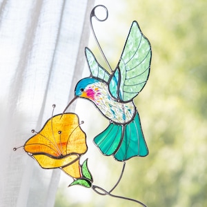 Custom stained glass hummingbird