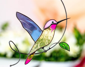 Stained Glass Hummingbird Suncatcher Mothers Day Gifts Custom Stained Glass Bird Suncatcher Hummingbird Gift