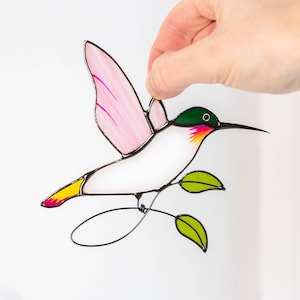 Stained Glass Birds Suncatcher Hummingbird Gift for Her Stained Glass Window Hangings Custom Stained Glass Art Hummingbird Gifts