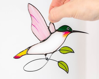 Stained Glass Birds Suncatcher Hummingbird Big Sister Gift Stained Glass Window Hangings Custom Stained Glass Art Hummingbird Gifts