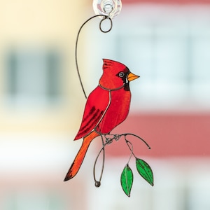 Cardinal Stained Glass Suncatcher Mothers Day Gifts Stained Glass Birds Suncatcher Cardinal Bird Feeder Decor Cardinal gifts