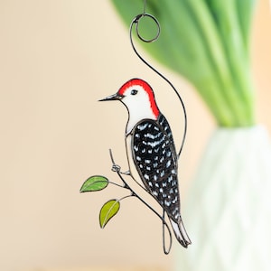 Woodpecker Stained Glass Window Hangings Christmas Gifts Stained Glass Birds Suncatcher Modern Stained Glass Decor Sympathy Gift
