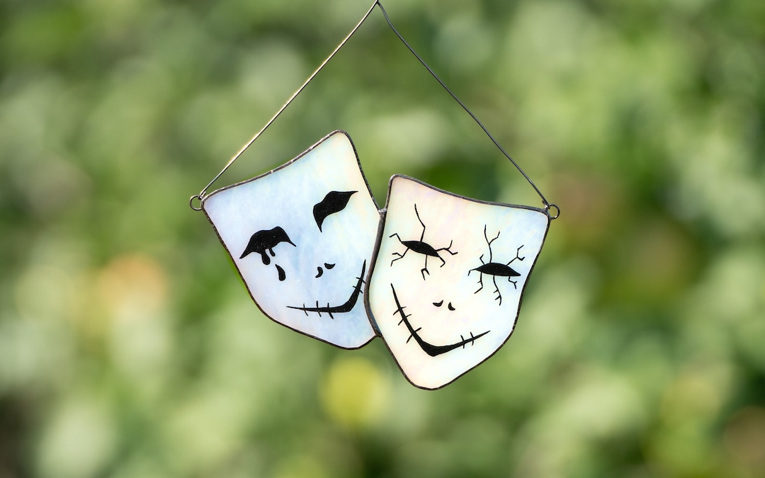 Masquerade Mask Stained Glass Window Hangings Halloween Decor Etsy