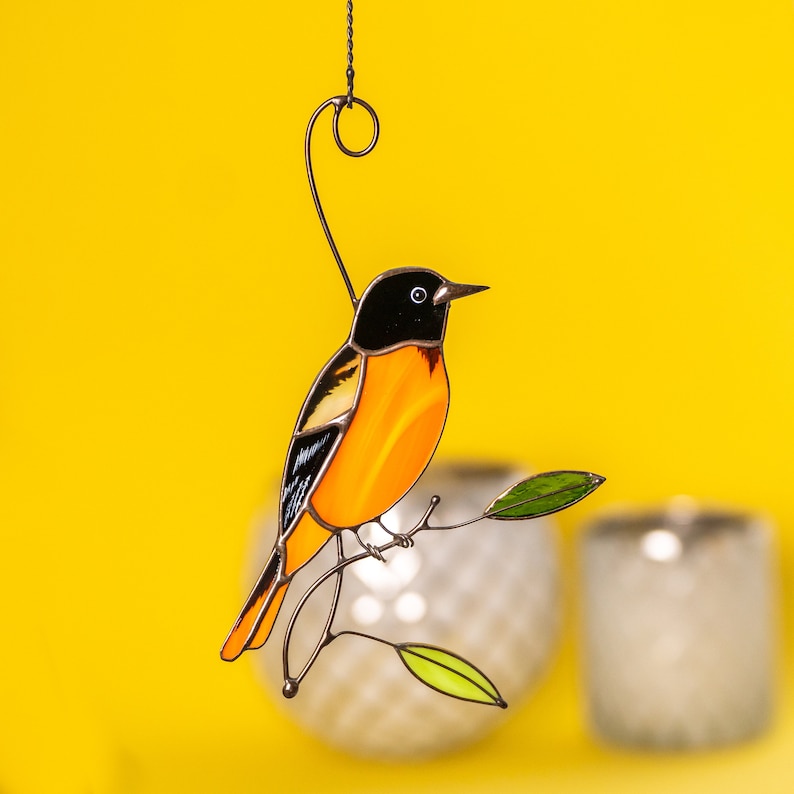Stained Glass Window Hangings Baltimore Oriole Stained Glass Etsy