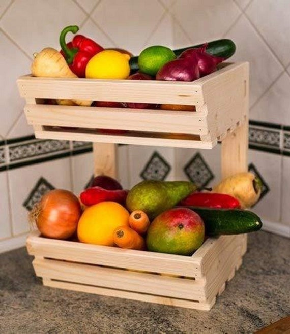 Crate Kitchen Organizer Wooden Crate Apple Crate Vegetable Box Etsy