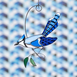 Blue Jay Ornament Modern Stained Glass Window Hangings New Mom Gift ...