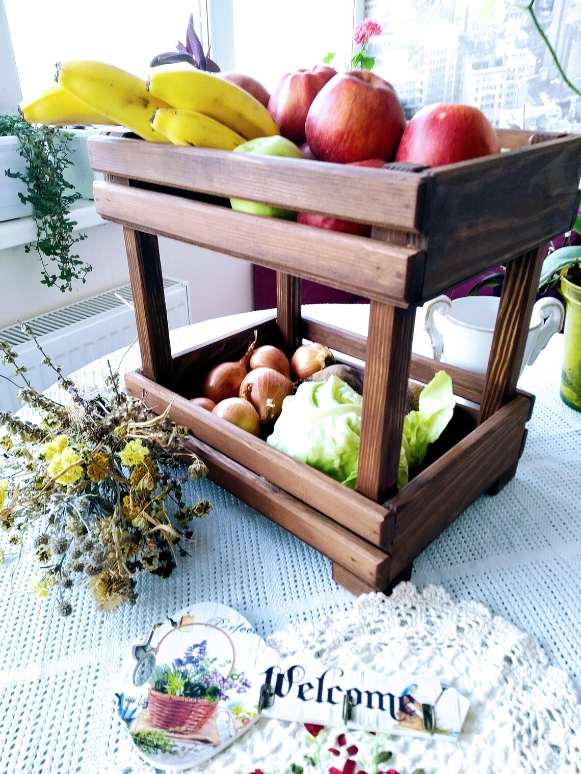 The beautiful wooden vegetable storage crate.Fruit crateapple Etsy