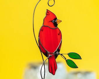 Cardinal Stained Glass Window Hangings Mothers Day Gifts Stained Glass Cardinal Suncatcher Memorial Gift