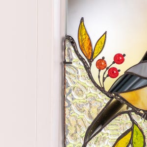 chickadee stained glass window suncatcher