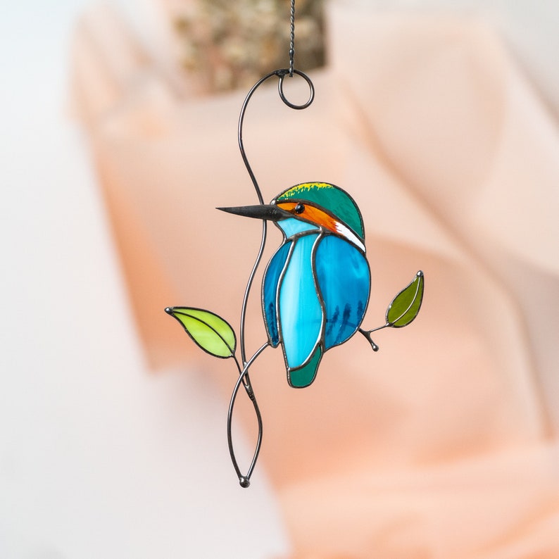 Kingfisher Stained Glass Suncatcher Mothers Day Gift Custom Etsy