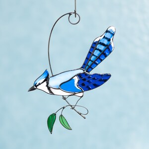 Stained glass Blue Jay window decorations