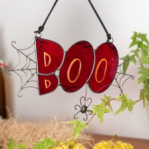 Halloween Stained Glass Suncatcher Jumping Spider Minimal Halloween Decor Halloween Gift Boo Stained Glass Window Hangings