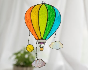 Hot Air Balloon Stained Glass Window Hangings Mothers Day Gifts Nursery Stained Glass Suncatcher Balloon Party Decorations Birthday gift