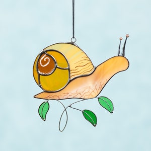 Natural-Looking Hand-painted Snail Stained Glass Window hangings