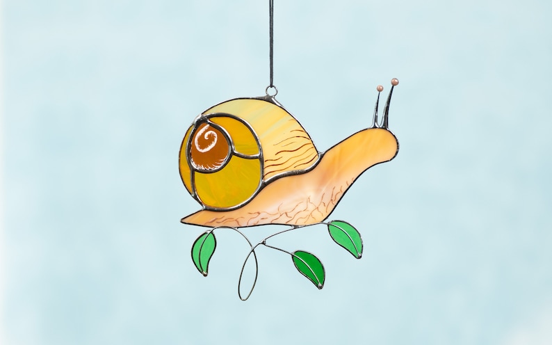 Natural-Looking Hand-painted Snail Stained Glass Window hangings