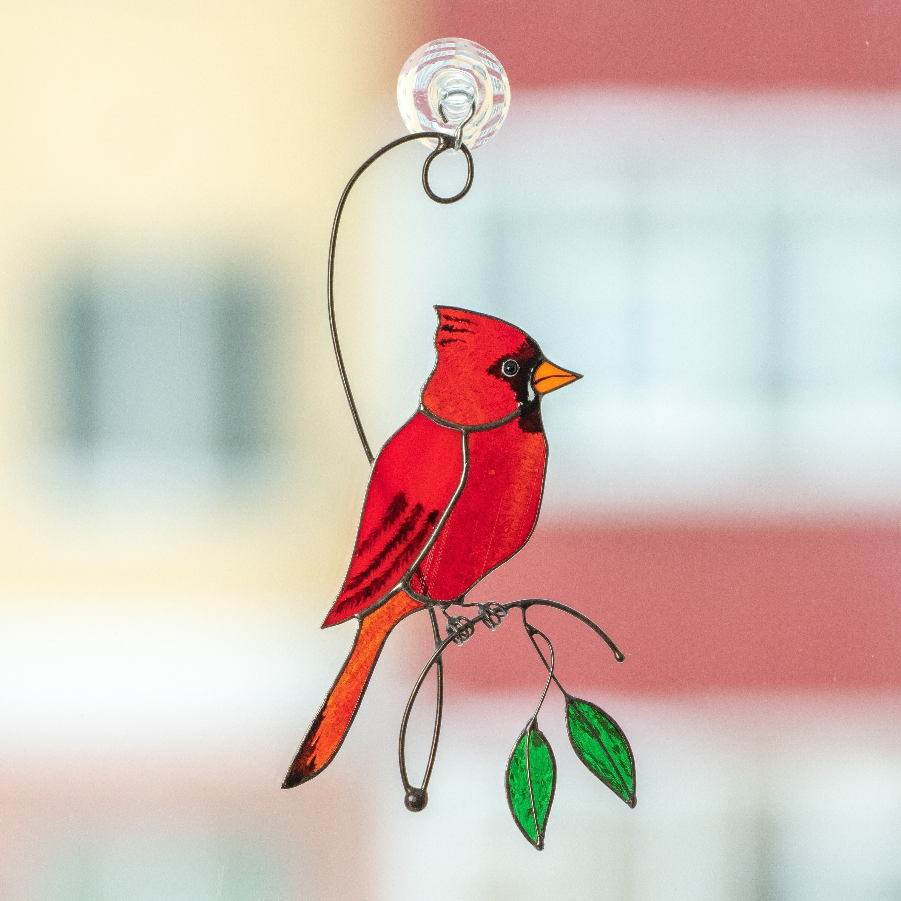 Acchiappasole In Vetro Colorato A Forma Di Cardinale Rosso - Regalo Per