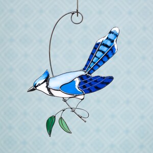 Blue Jay stained glass lightcatcher