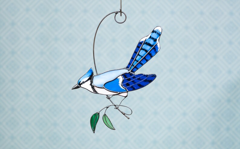 Blue Jay stained glass lightcatcher