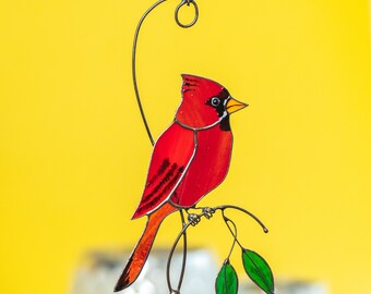 Acchiappasole Cardinale In Vetro Colorato – Decorazione Da Finestra Fatta A Mano – Regalo Sentimentale