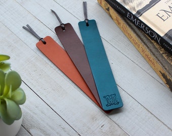 Personalized Leather Handmade Bookmark - 10 Colors available - Custom Letter Initial