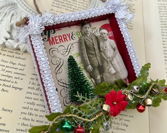 Vintage Style Shadowbox Christmas Ornament