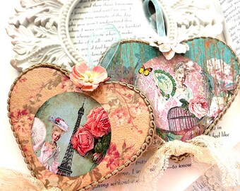 Marie Antoinette Shabby Chic Ornaments - Set of 2