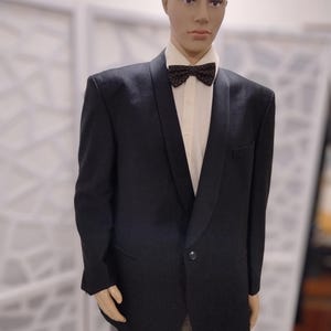 1980s black tuxedo dinner jacket box shapeshawl collar large size chest 126cm 50inch