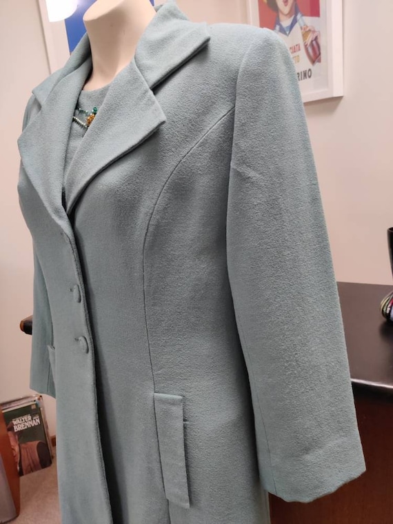 Dress jacket set aqua crepe classic knee length beaded Dress feature small medium bust 102cm 40inch