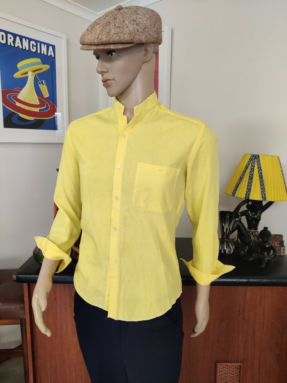 Canary Yellow Cuggi Collarless Shirt Small Chest 106cm 42incht Etsy