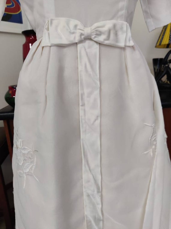 1960s Kara label wedding dress short sleeve waist… - image 5
