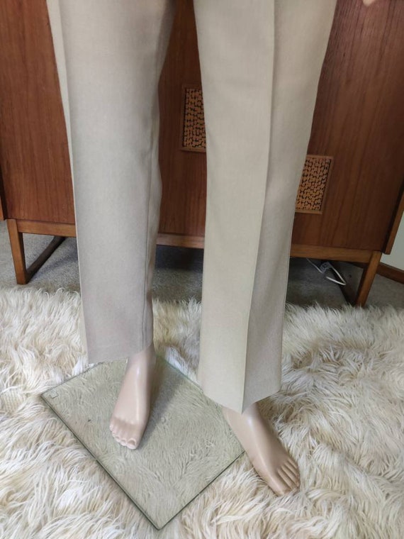 Mens dark cream beige slim legs jeans styling Far… - image 4