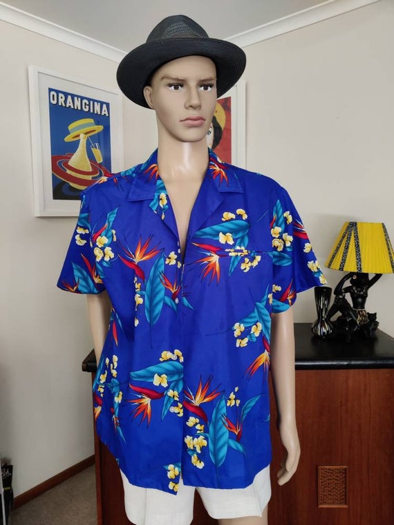 Bright polyester mens Hawaiian short sleeve shirt… - image 1
