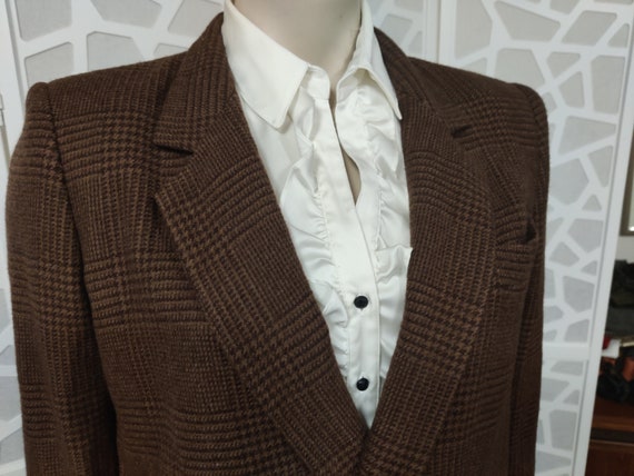 1990s Max Mara soft brown wool suit double breast… - image 2