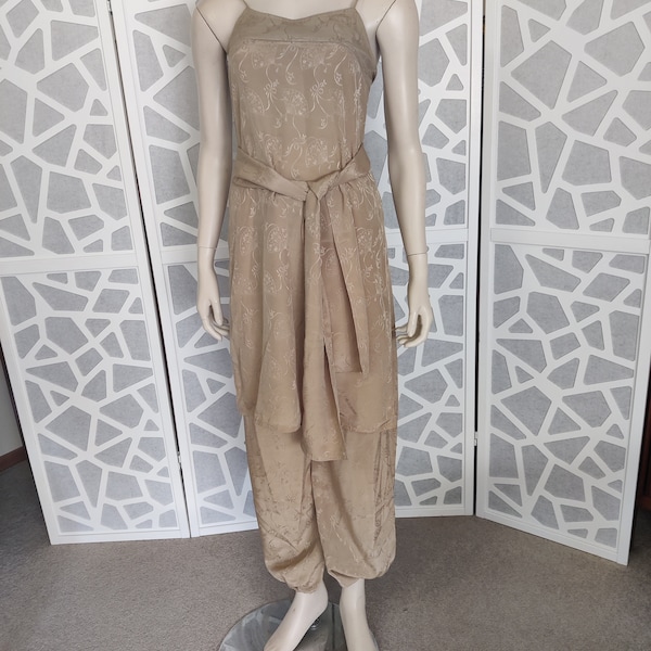 Trent Nathan pants suit and sash golden taupe size 10 small bust